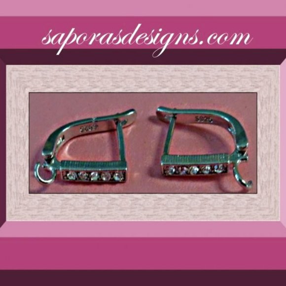 925 Sterling Silver Drop Earrings With Clear Crystals Classy & Elegant - Picture 1 of 1